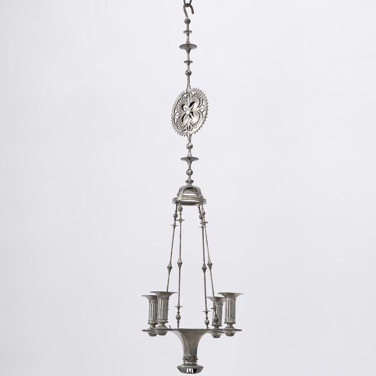 Ferdinand Boberg, a pewter chandelier, Santessons Tenngjuteri, Stockholm 1904.