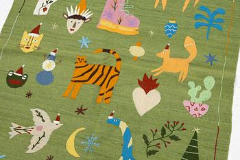 Rug, hand-embroidered Kelim, c. 174 x 122 cm.