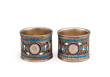 427. A PAIR OF ENAMELLED NAPKIN RINGS.