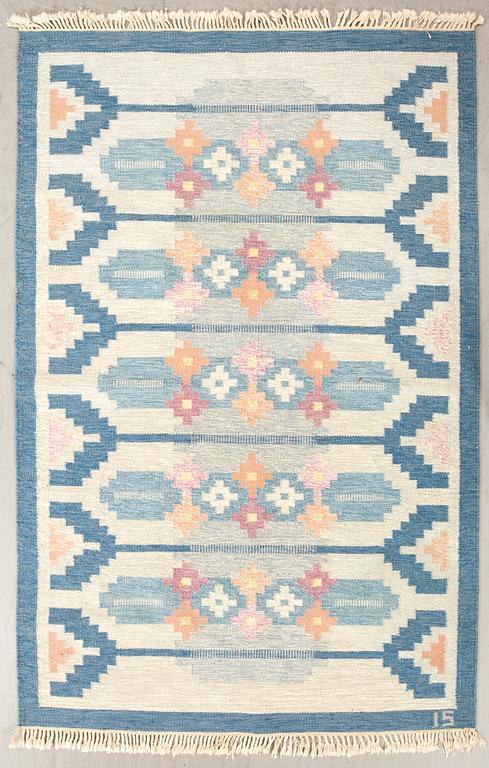 Ingegerd Silow,  signed flat weave carpet approx 238x168 cm.