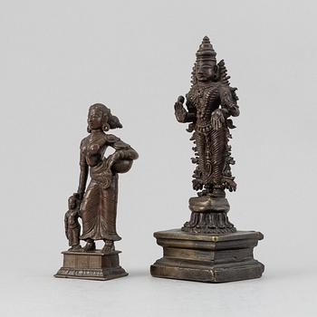 Two copper alloy figures of dities, India, 20th Century.