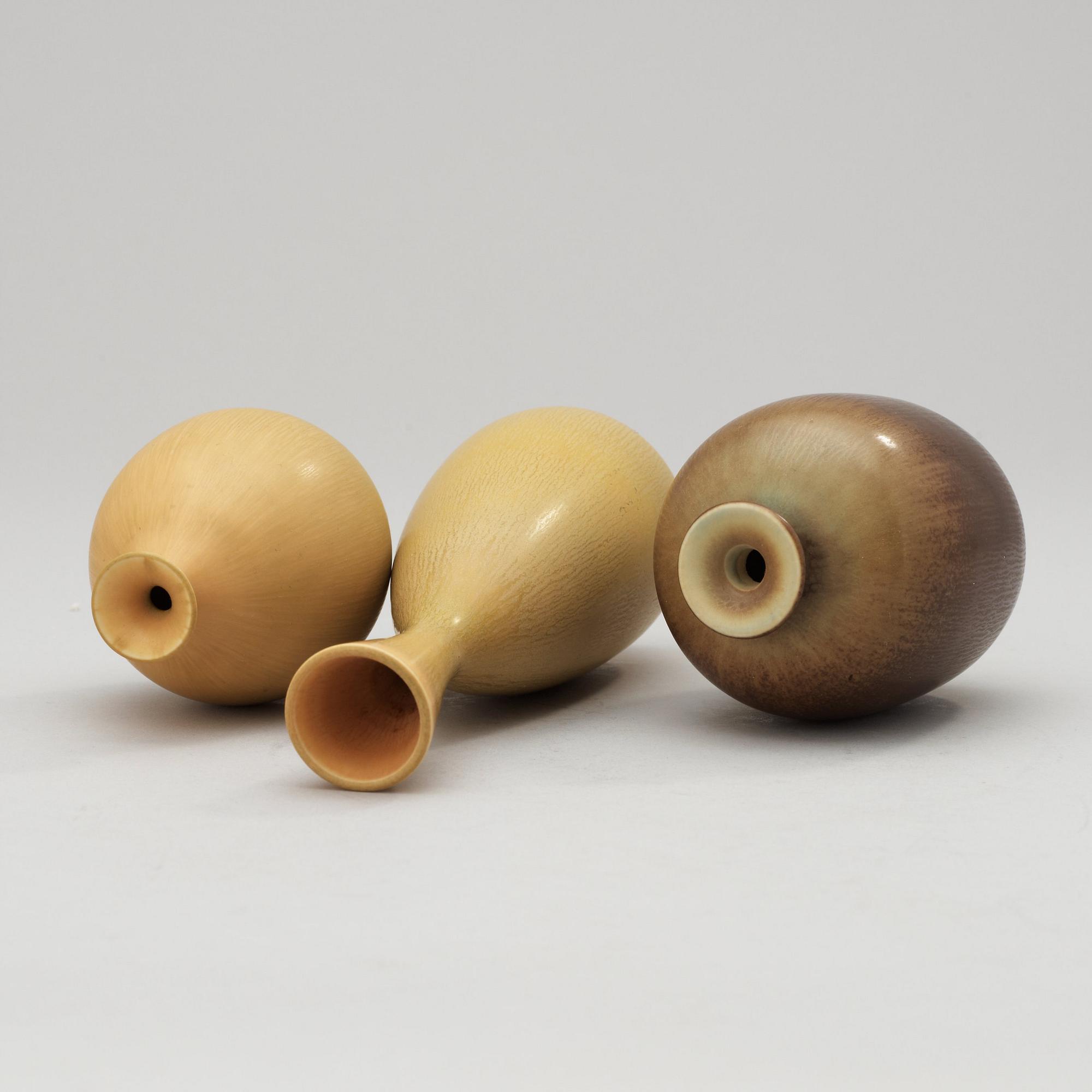 Three Berndt Friberg stoneware vases, Gustavsberg Studio 1965-78.