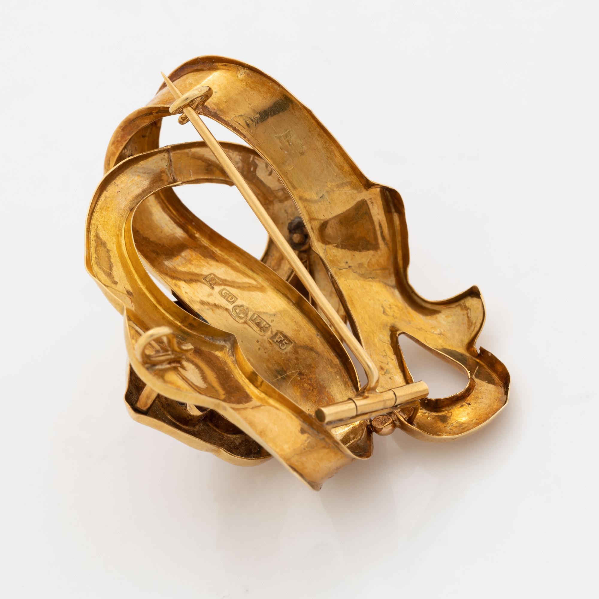 Brosch/hänge med odlade halvpärlor, Gustav Dahlgren, Malmö, 1860.