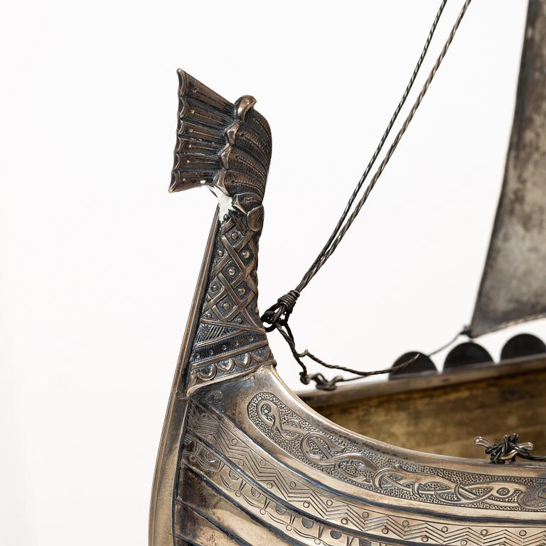 Karl Anderson, a silver viking ship figurine, Stockholm 1905.