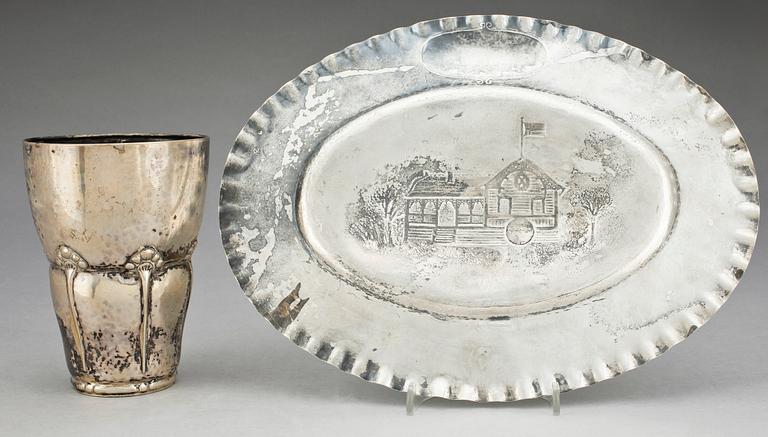 VAS samt FAT, silver, bla. Axel Larsson, Helsingborg, 1924. Totvikt 484.