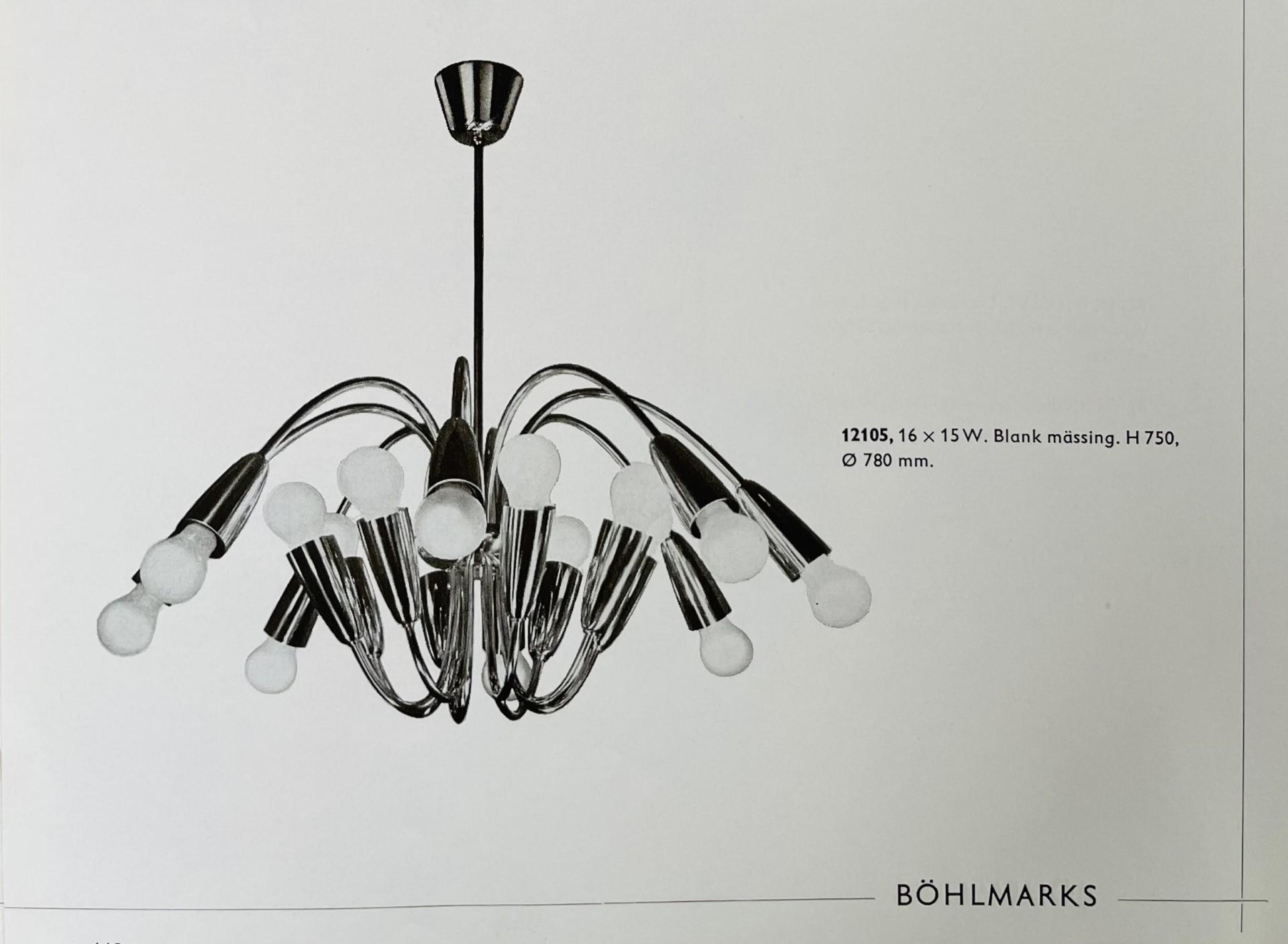 Harald Notini, eller Uno Westerberg, taklampor, ett par, modell "12105", Arvid Böhlmarks Lampfabrik, Stockholm 1950-tal.