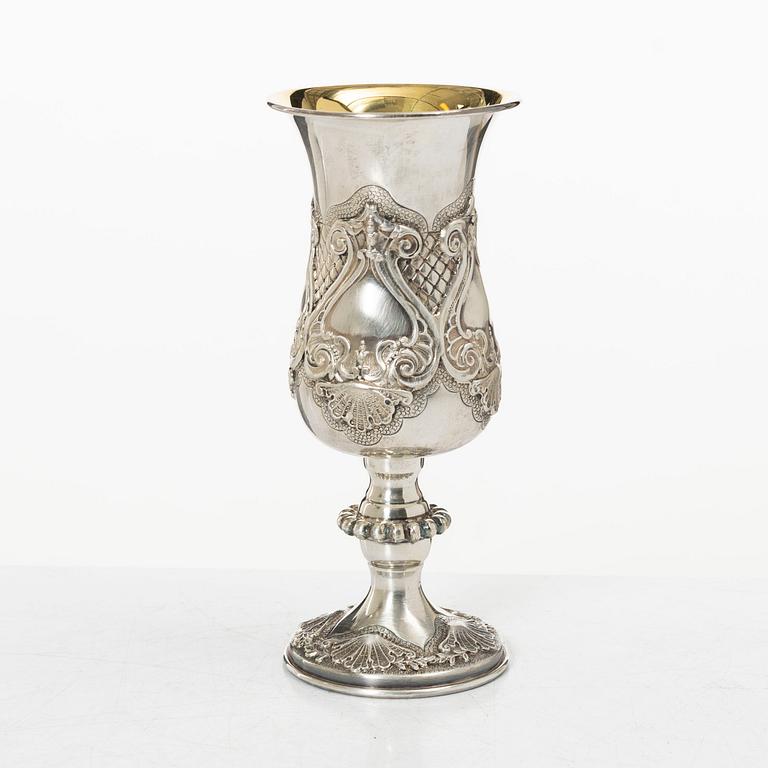 Champagnekalkar, 10 st, sterlingsilver, rokokostil, 1900-tal.