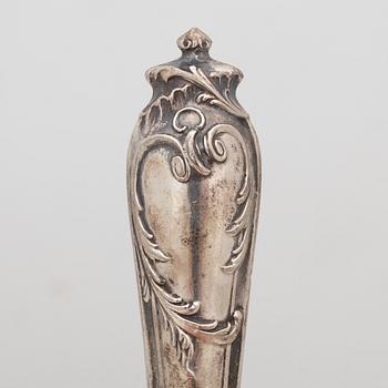 Serving cutlery, 9 pieces, silver, Rococo style, Germany, circa 1900.