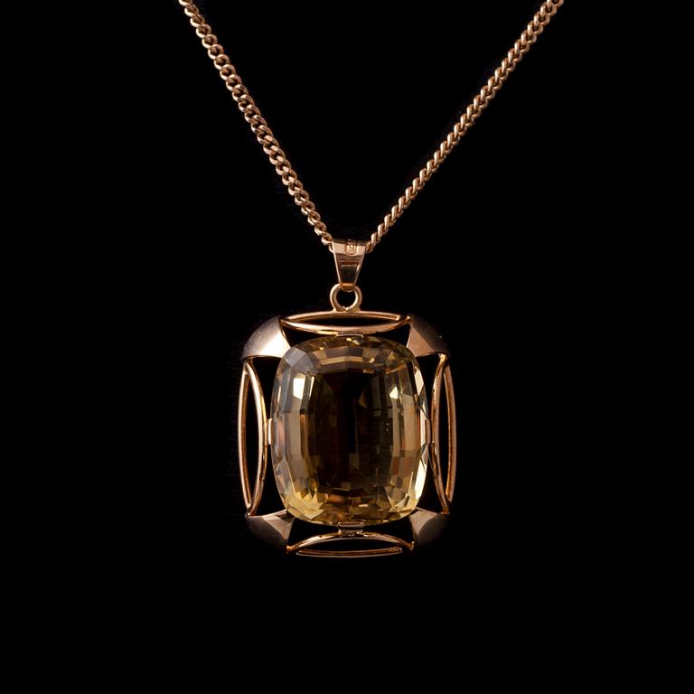 HÄNGE, 14K guld, citrin. Vikt ca 9,7 g.