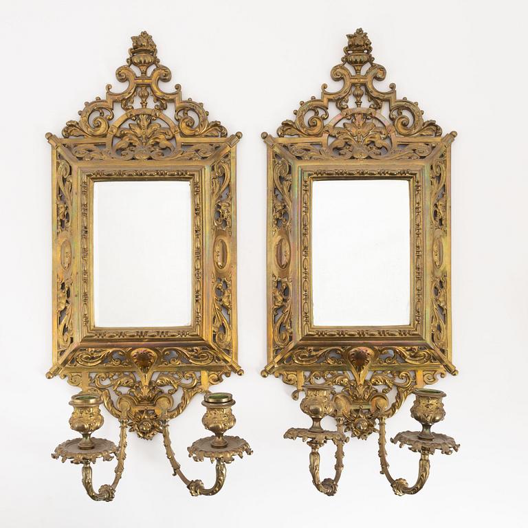 A pair of metal mirror sconces, first half of the 20th century.