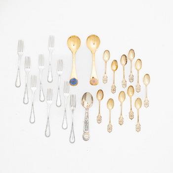 Cutlery, 23 pieces, silver, 20th century.
