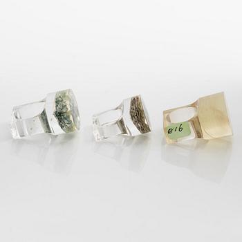 Siv Lagerström, three acrylic rings, 1970s.