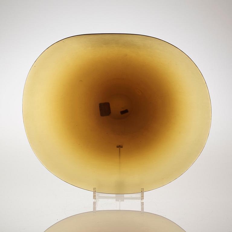 A Paolo Venini amber coloured 'Inciso' glass dish, Venini, Murano, Italy 1950's.
