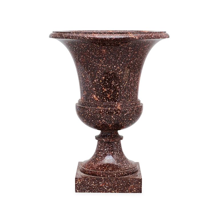 A Swedish Empire 19th Century porphyry urn.