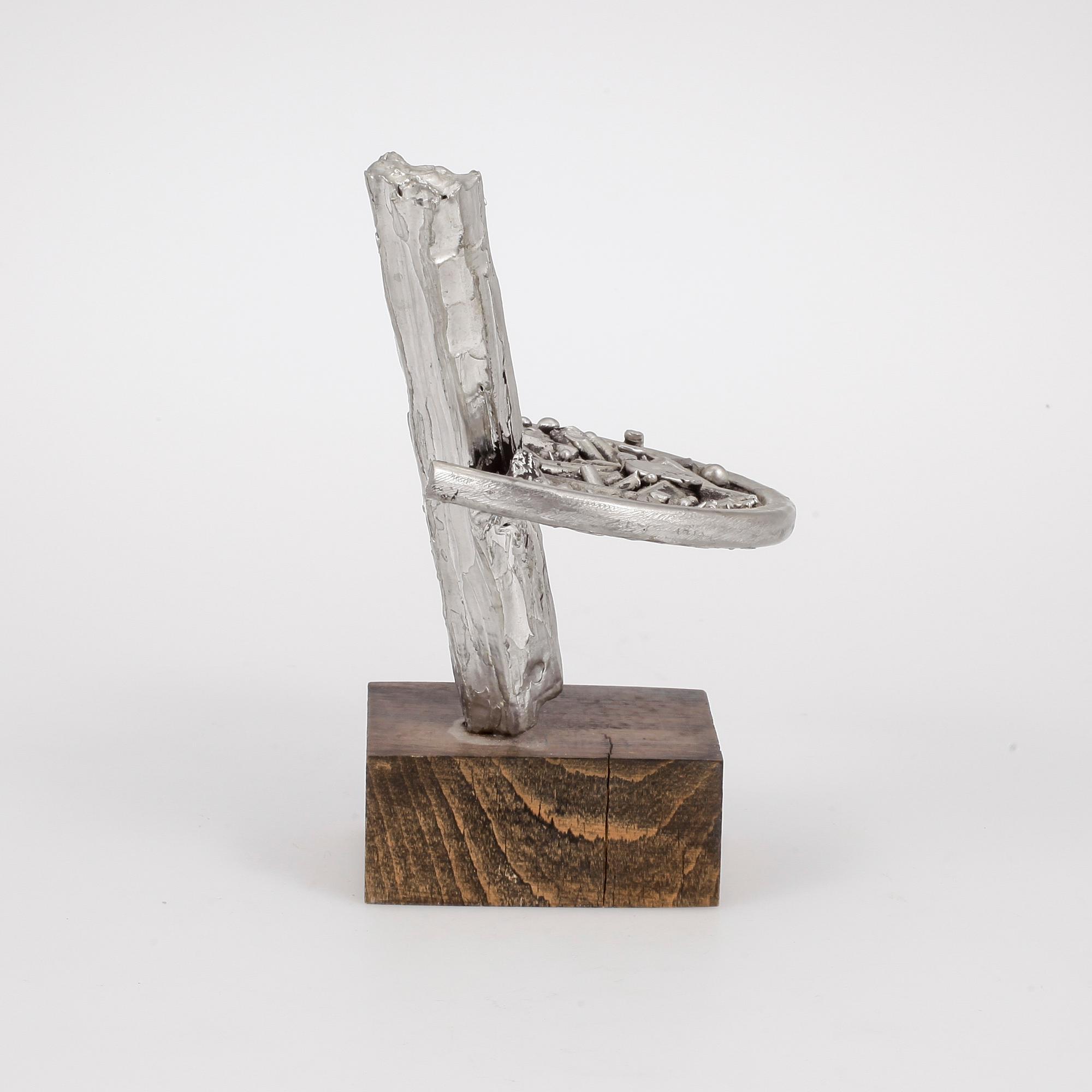 SKULPTUR, försilvrad metall, Åke Lagerborg, signerad 1970.
