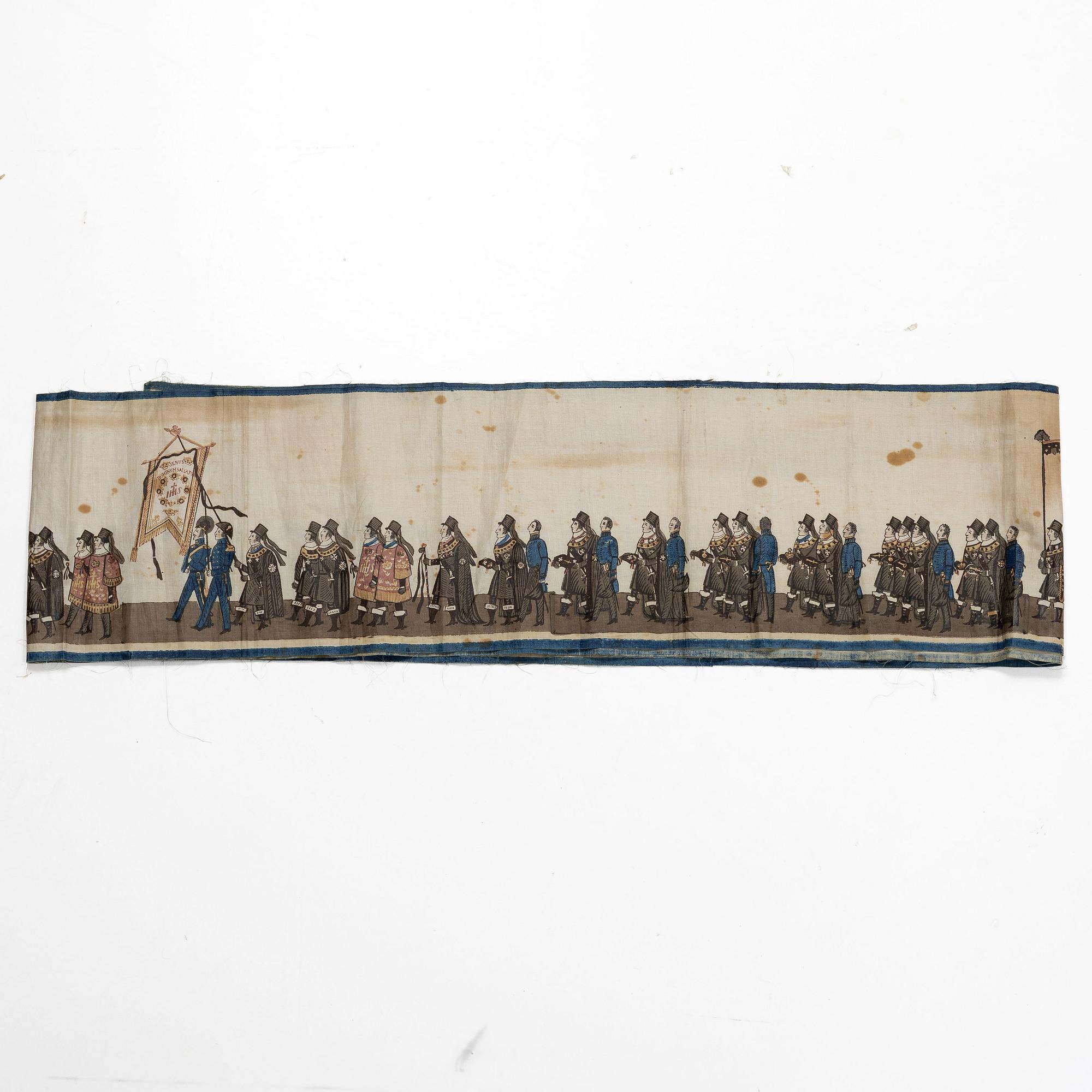 Minnesbonaden från 1844 över Karl XIV Johans begravningståg.