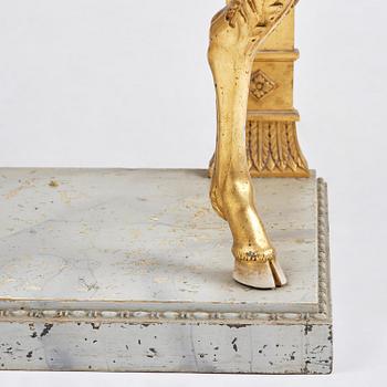 A late Gustavian giltwood console in the manner of J. Frisk, Stockholm, early 19th century.