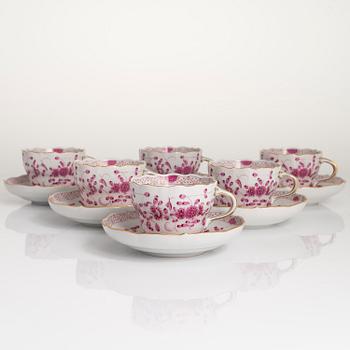 MAT- OCH KAFFESERVIS, 77 delar, porslin, Meissen, "Indische malerei", 1900-talets andra hälft.