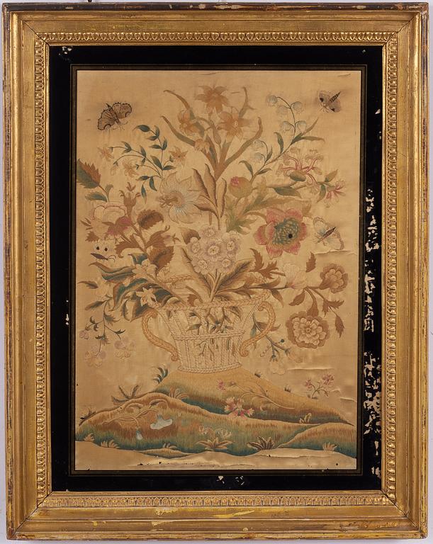 A silk embroidery, 19th Century.