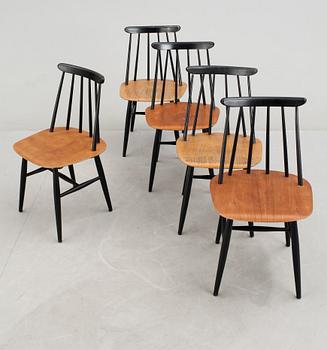 STOLAR, 5 st, "Fanett", Ilmari Tapiovaara, Edsbyverken, modellen formgiven 1949.