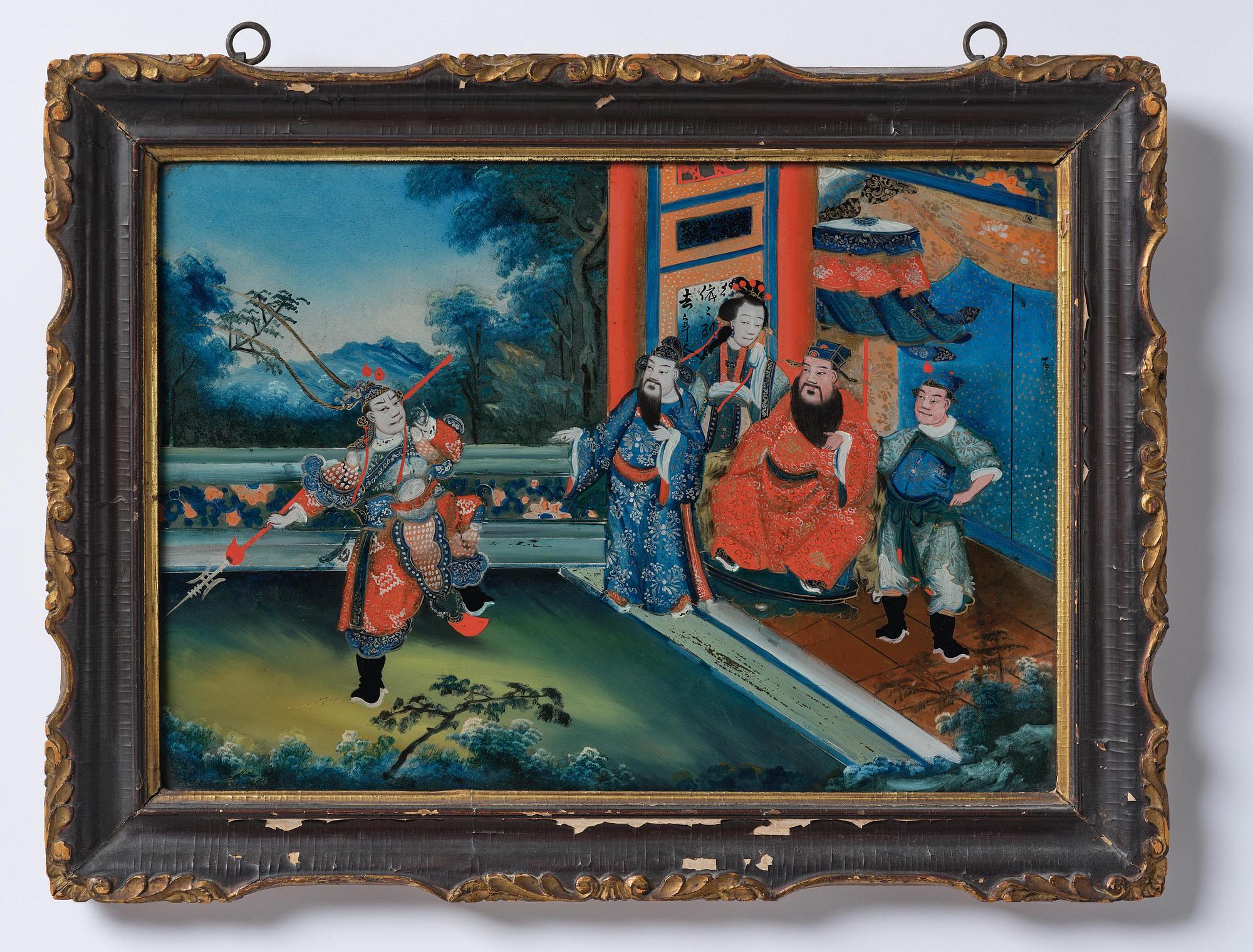 A pair of reverse glass paintings, Qing dynasty, 19th century.
