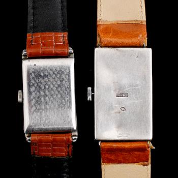 ARMBANDSUR, 2 st, varav 1 i silver, bl a art déco, 1920-/30-tal.
