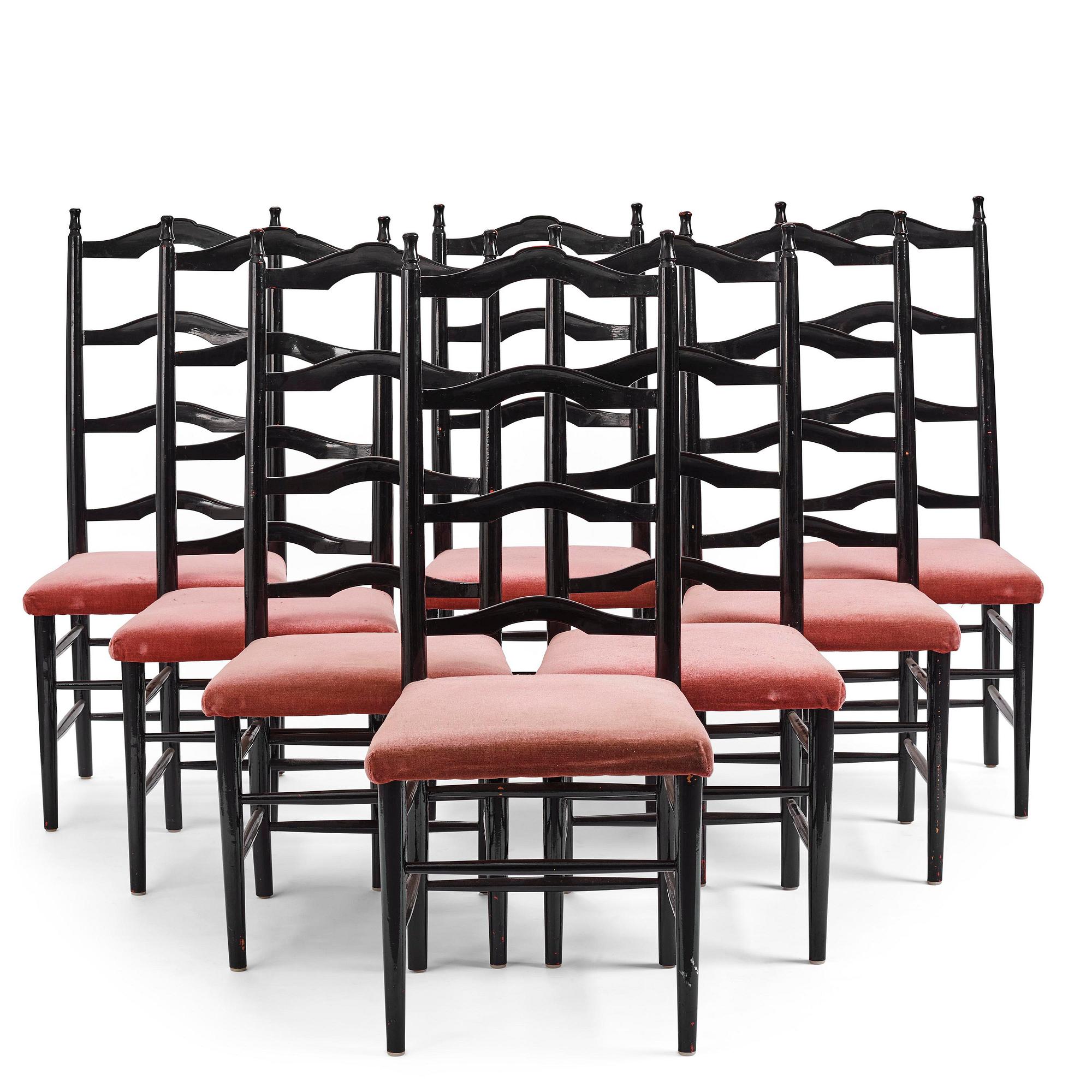 Gunnar Asplund, a set of eight chairs, for the staffroom at Karlshamn Secondary School, Sweden, ca 1912-1918.