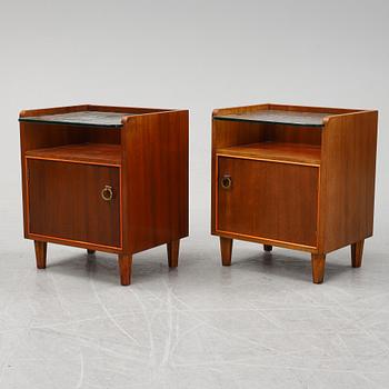 A pair of mahogany bedside tables, mid 20th Century.