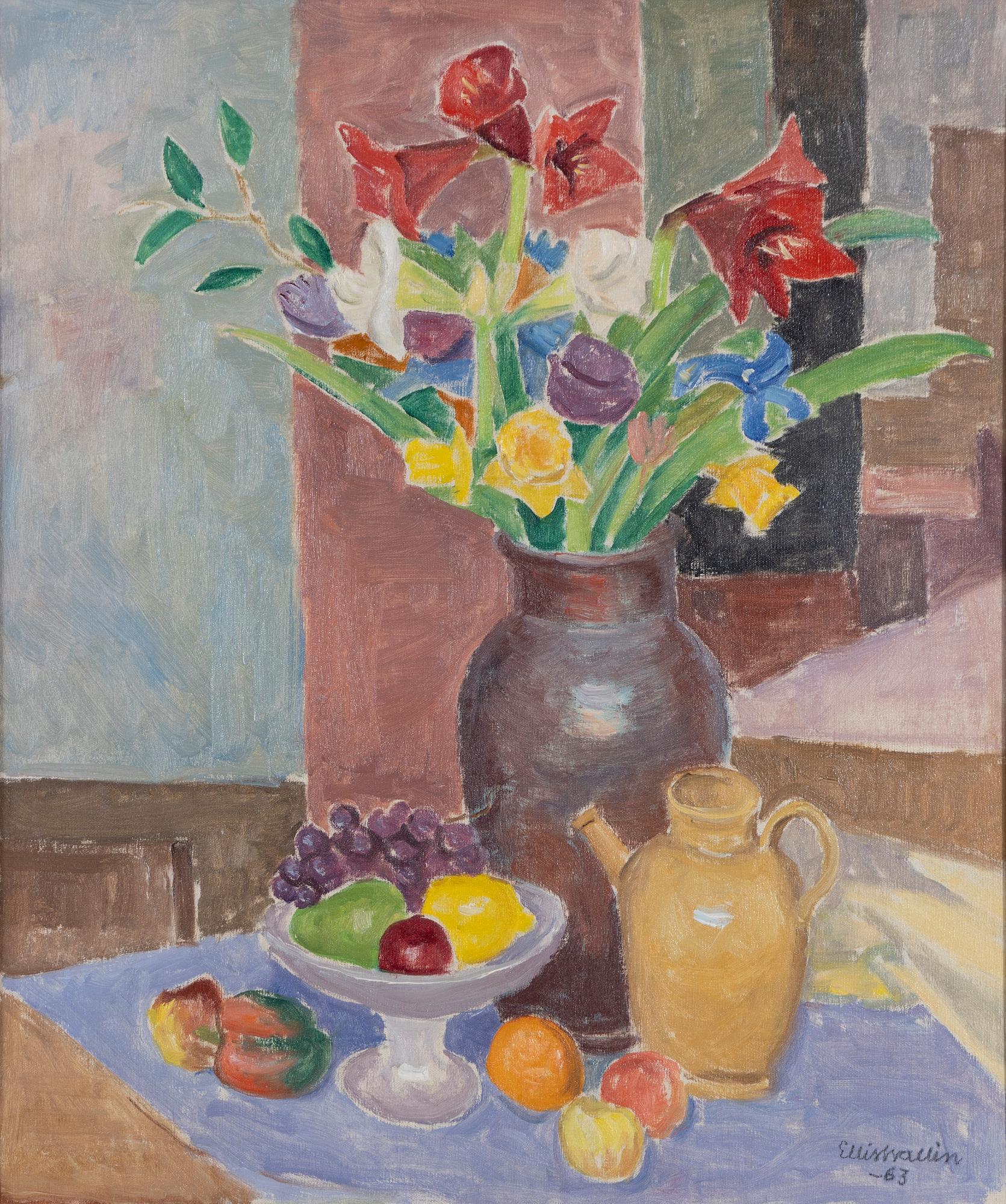 Ellis Wallin, Still life with yellow pot.