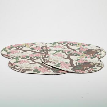 Table mats, 4 pcs, GP & J Baker, “Magnolia”, for Firma Svenskt Tenn.
