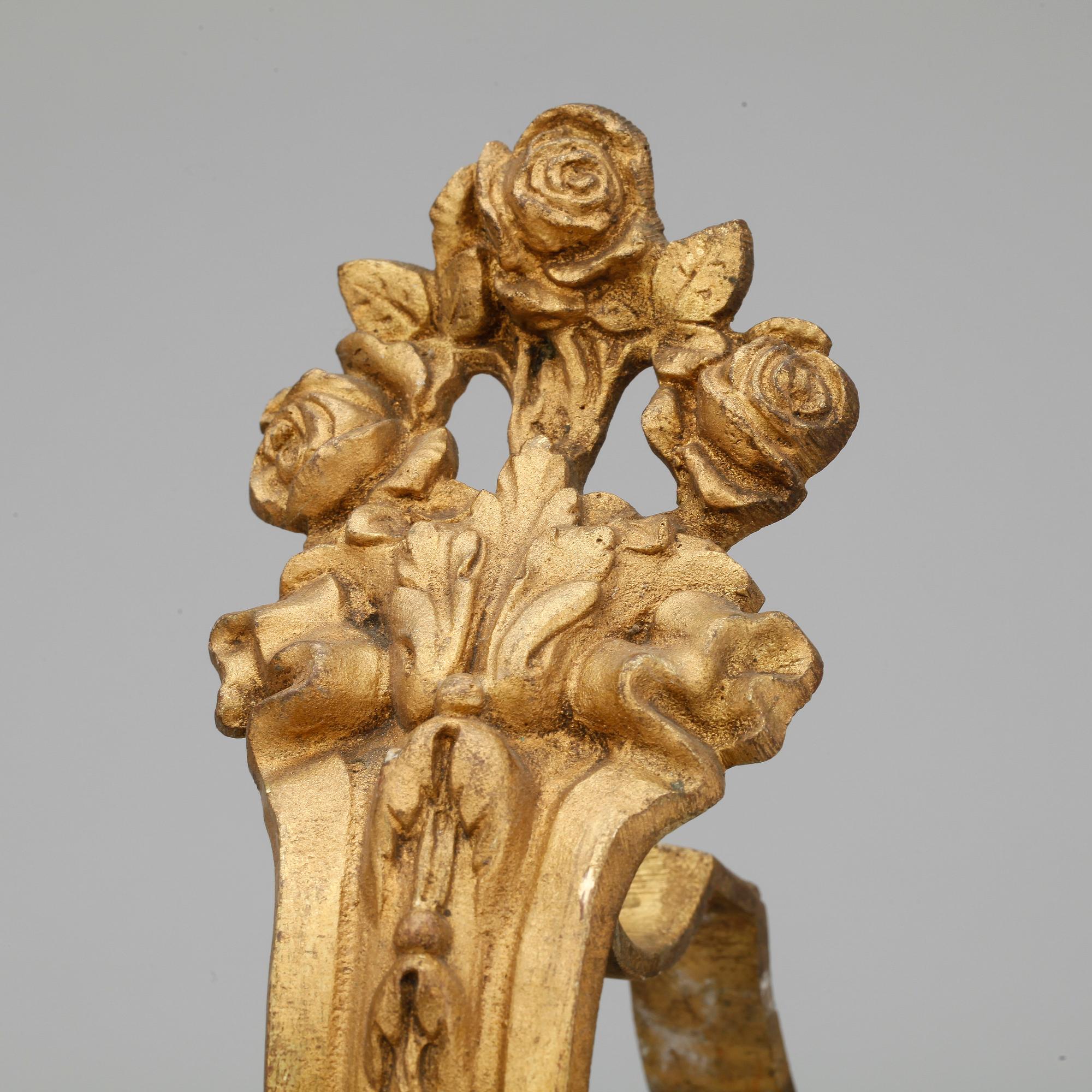 GARDINOMTAG, 4 st, förgylld mässing, empire stil, 1900-talets början.