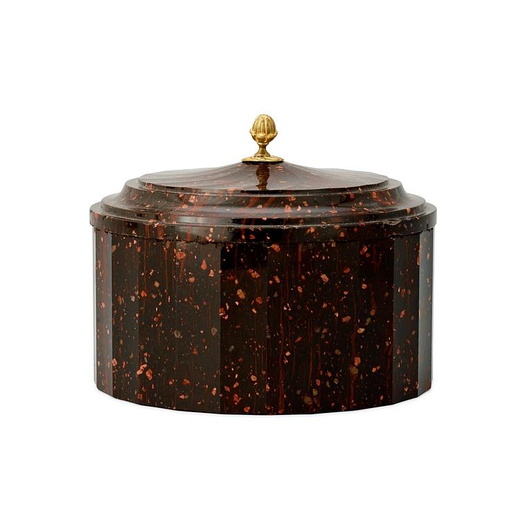 A Swedish Empire 19th century porphyry butter box.