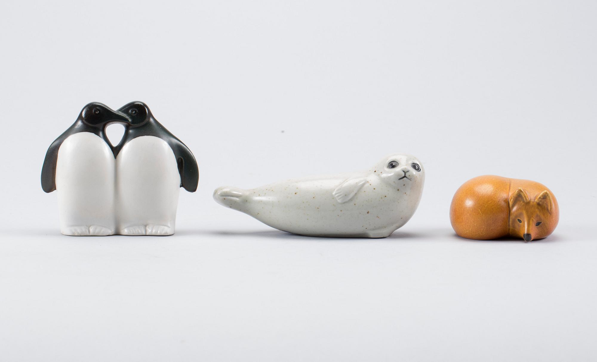 FIGURINER 3 st, Lisa Larson, Gustavsberg. 1900-talets andra hälft.