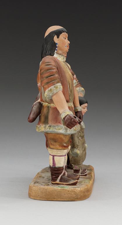 An unmarked Russian figure depicting Deer-raising Chukchi, ca 1900.