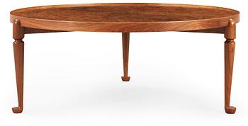 712. A Josef Frank burrwood and walnut sofa table, Svenskt Tenn, model 2139.