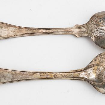 Six Swedish silver table spoons, 18-19th century.