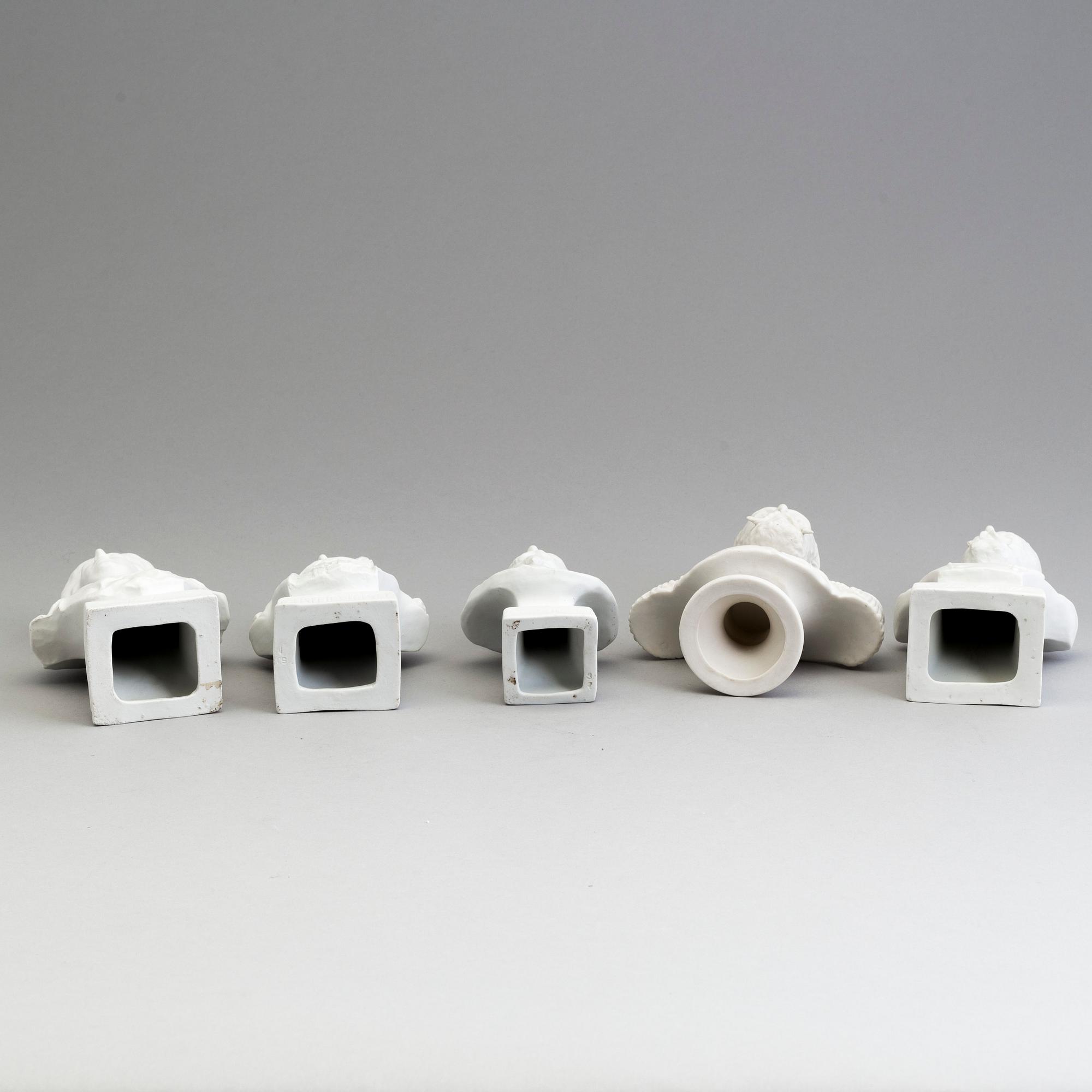 NINE PARIAN BUSTS, Gustafsberg and Rörstrand, ca 1900.