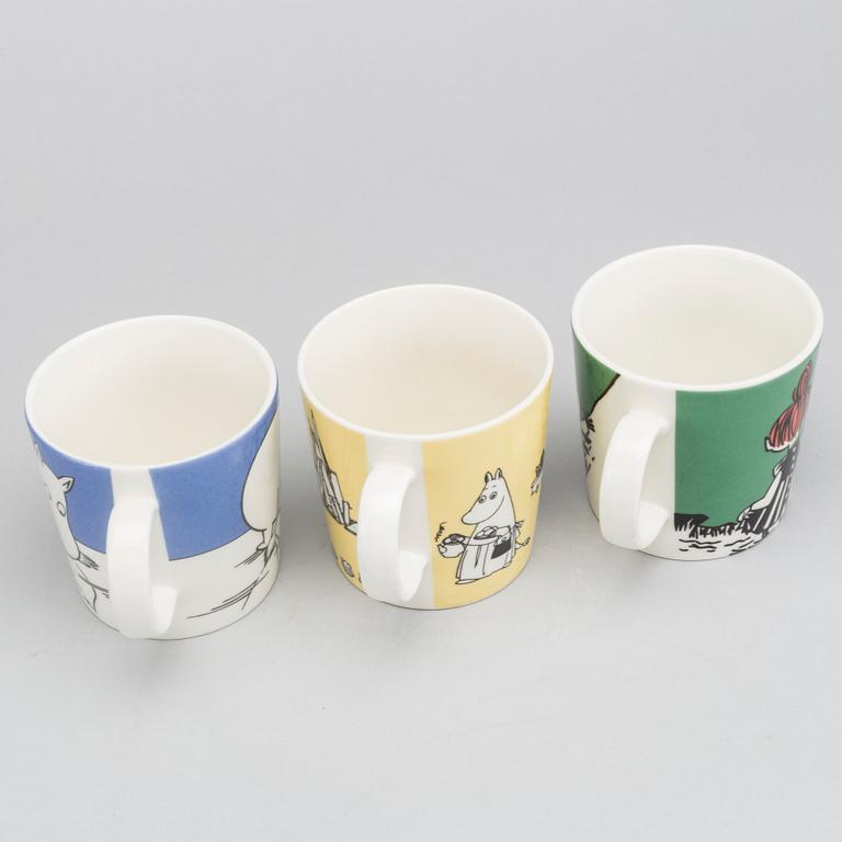 Three Arabia Moomin Characters porcelain Moomin cups, 1990's.