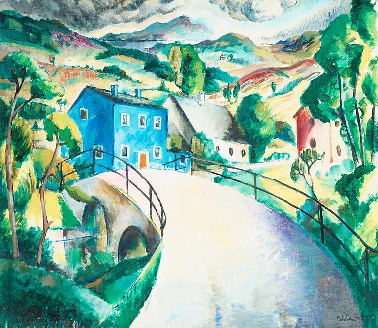 Albert Abbe, "Landskap från Hallandsås" (Det blå huset).