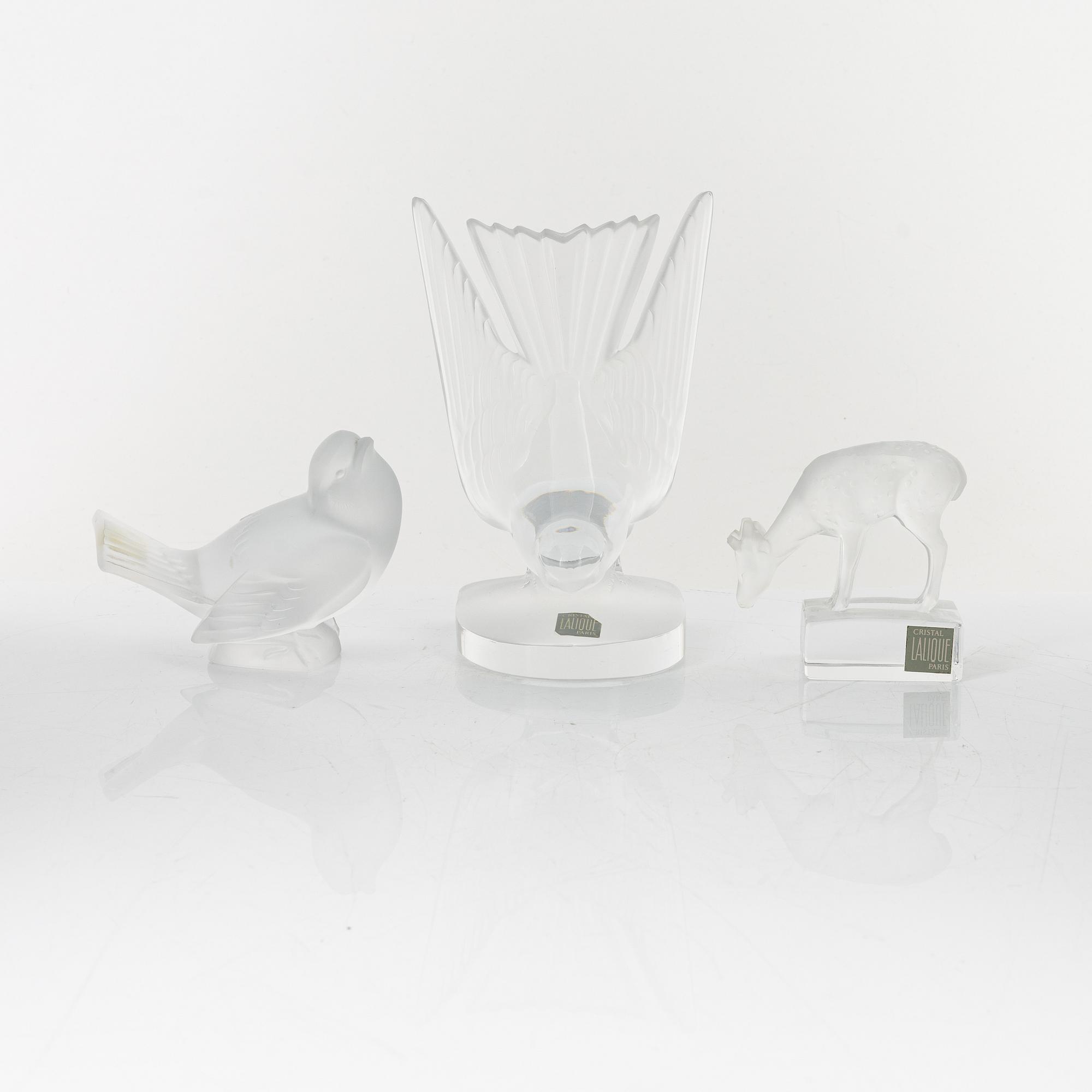 A group of the glass figurines, Lalique, France.
