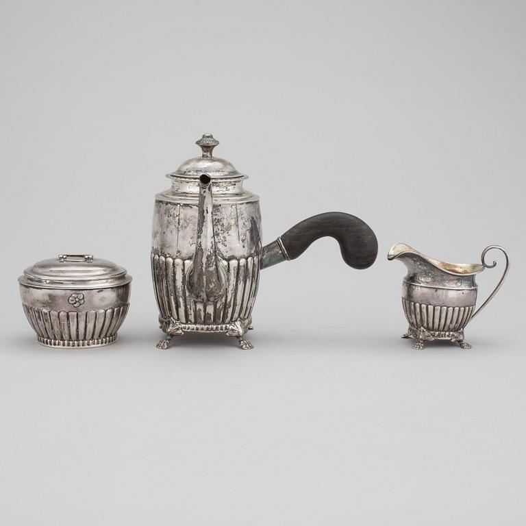 KAFFESERVIS 3 delar, silver, J. Grönroos, Kristianstad 1943. Vikt ca 502 gram.