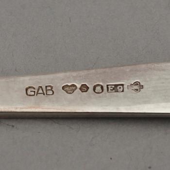 KAFFESKEDAR, 12 st, silver, "Rosenholm", GAB, 1900-tal, vikt 146g.