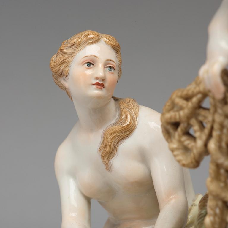 A Meissen allegorical figure group, second half of the 19th Century. Not first quality.