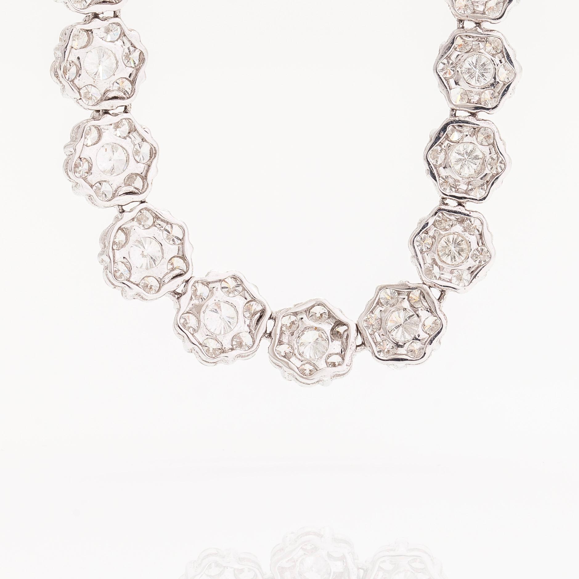 An 18K white gold necklace set with  diamonds totalling approx. 17.62 ct according to engraving. Foreign hallmarks.