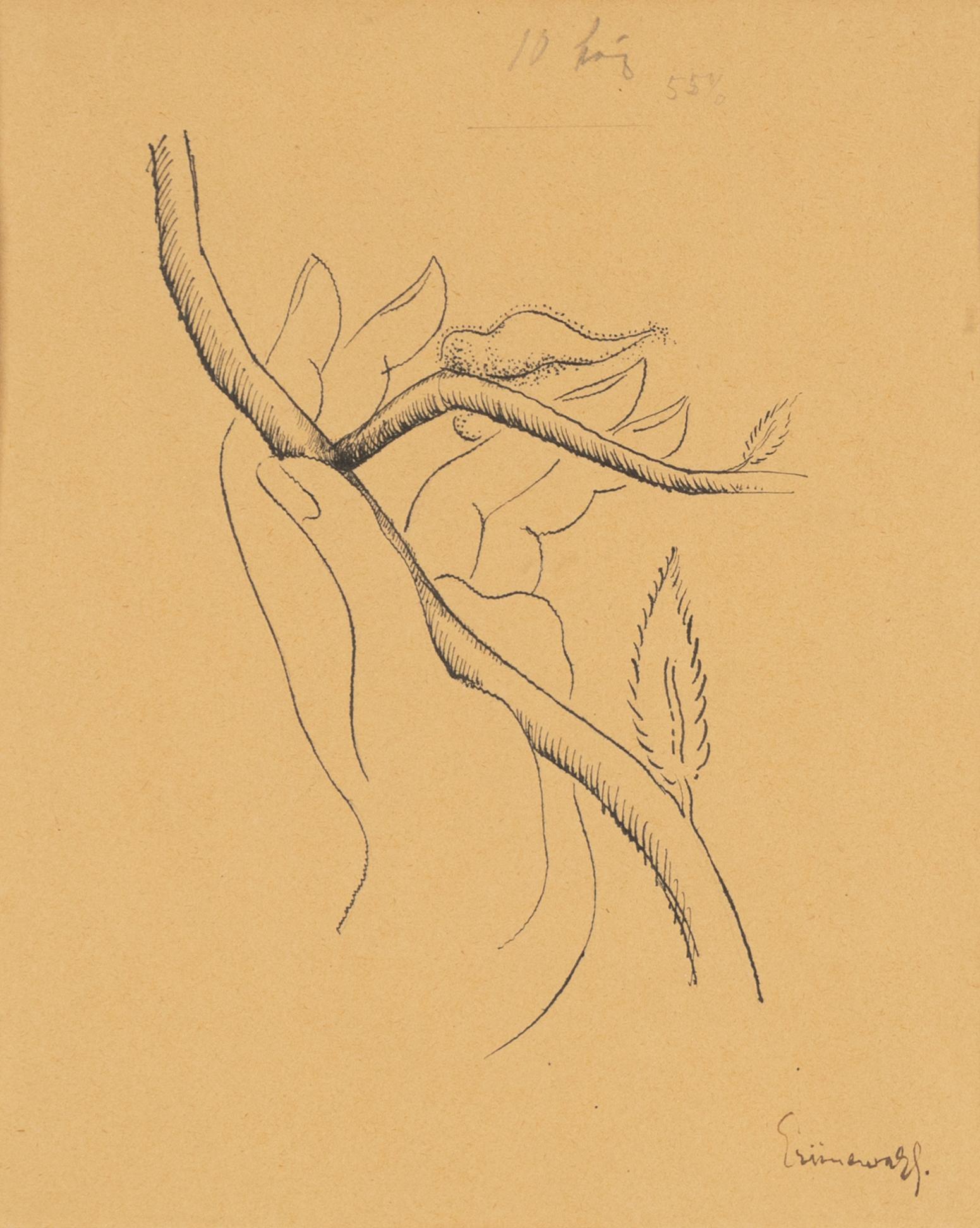 Isaac Grünewald, tusch på papper, signerad.