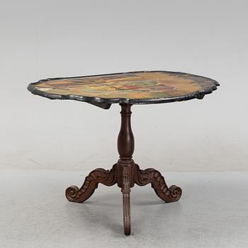 A transitional drop-leaf table, mid 18th Century.