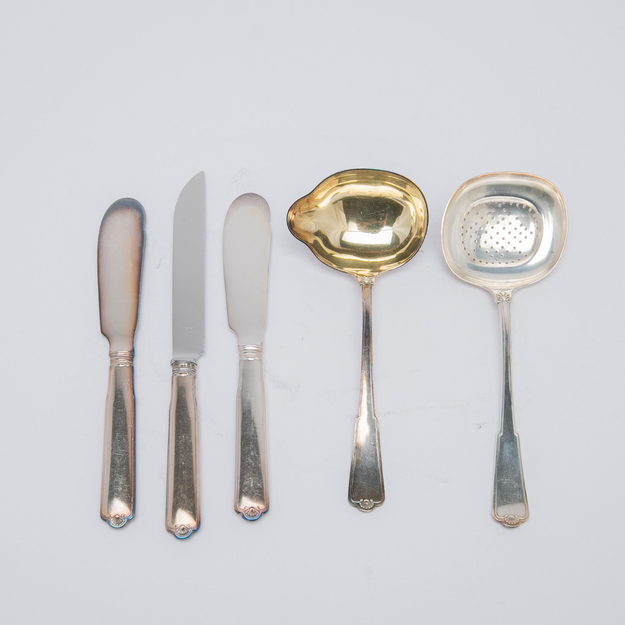W.A. Bolin, bestickuppsättning, 89 delar, silver, Stockholm 1938, gammal Fransk.