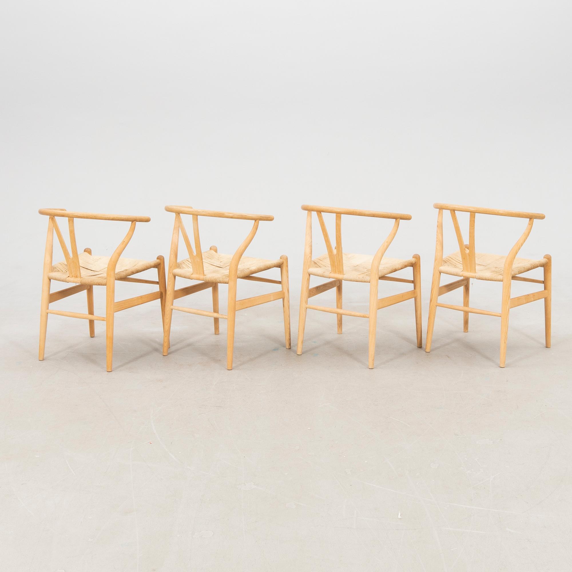 Hans J. Wegner, stolar, 4 st, "Y-stolen" modell CH-24, Carl Hansen & Søn, Danmark.