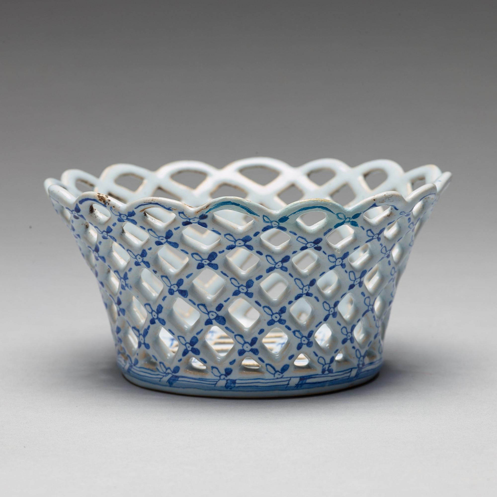 A faience chestnut basket, presumably Marieberg, after 1766.