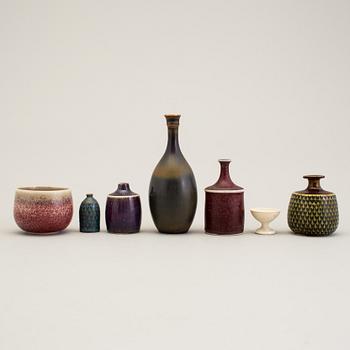 STIG LINDBERG, a lot of seven stoneware miniatures, Gustavsberg.